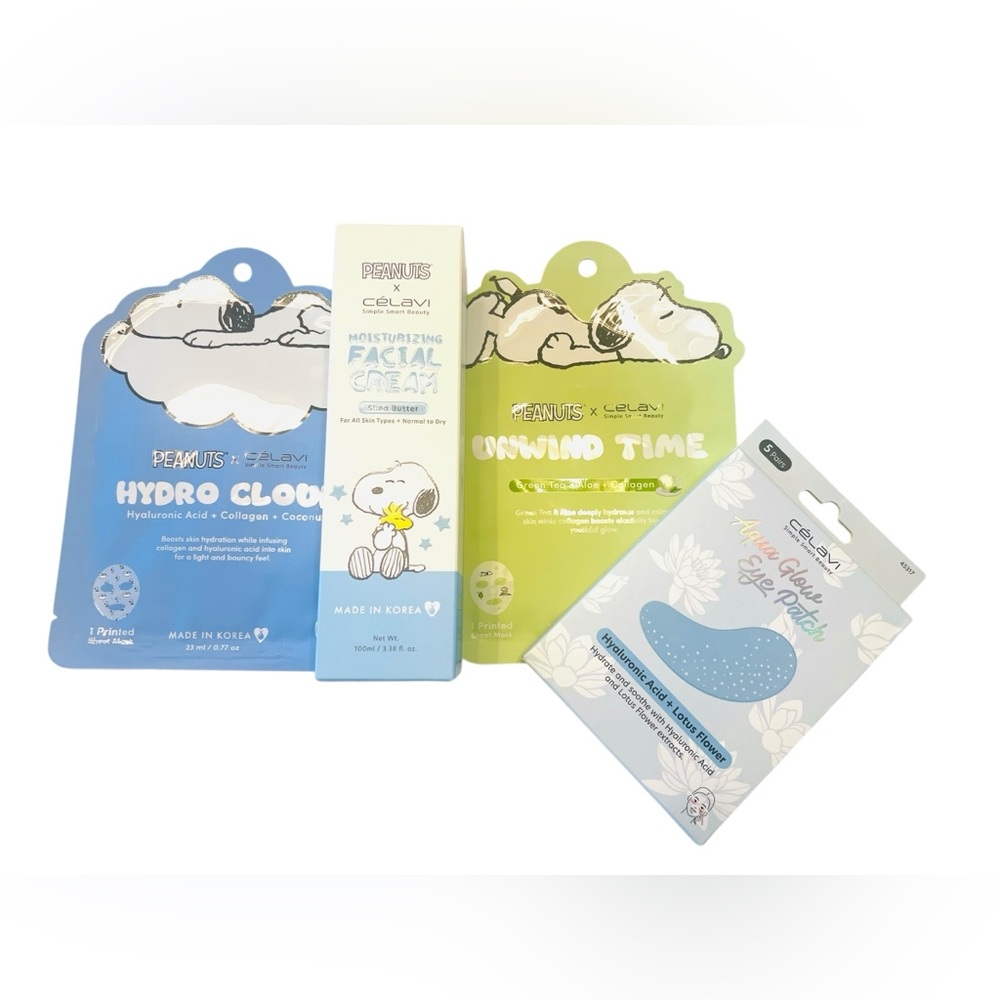 Celavi x Peanuts - Skincare Bundle, includes face masks, face cream, eye patches - Picture 1 of 10
